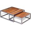 vidaXL Coffee Table Set of 2 Brown Solid acacia wood, steel Medium - 4 of 4