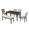 Merax Elegant 6-Piece Dining Set with Tufted High-Back Chairs & Bench - 3 of 4