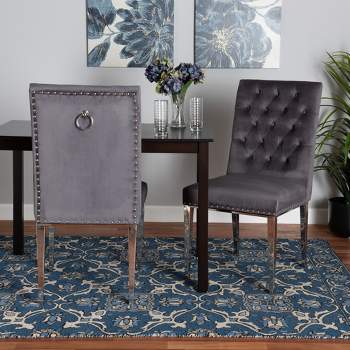 Baxton Studio Caspera Contemporary Glam and Luxe Velvet Fabric and Metal Dining Chair Set