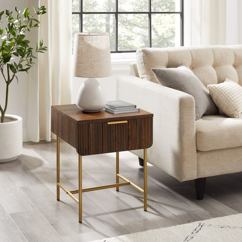 Modern Reeded 1 Drawer Side Table - Saracina Home, 2 of 10