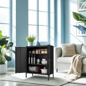 Gulches Modern Steel Double-Door Buffet Cabinet, High Legs, Minimalist Style, Multi-Purpose Storage, Suitable for Kitchen, Dining Room, or Living Room - 1 of 4