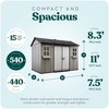 Keter Oakland 11 x 7.5 Foot Outdoor Garden Tool Storage Shed with Windows, Gray - 2 of 4