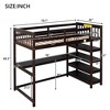 Twin Size Loft Bed with Built-In Desk and Storage Shelves, Space-Saving Pine Wood Frame in Espresso Finish - 2 of 4