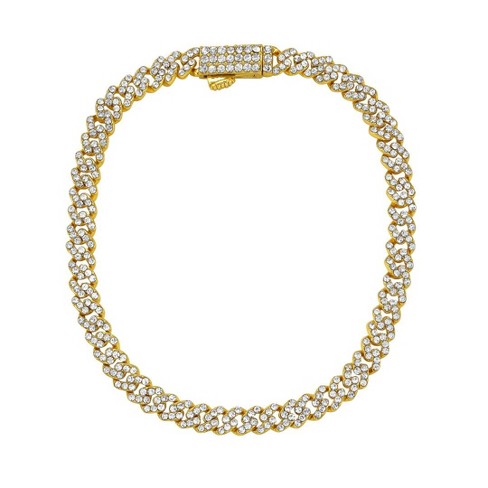 Adornia Men's 14k Gold Plated 5mm Cuban Edge Chain with CZ - image 1 of 2