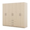 6-Doors Wooden Wardrobe Storage for Bedroom, with Big Drawers, Brown - 4 of 4