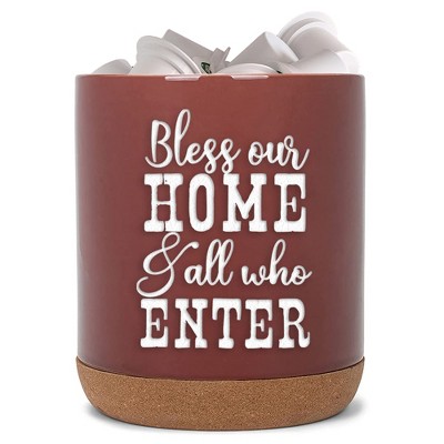 Elanze Designs Bless Home Enter Red X-Large Cork Bottom, Kitchen Counter, Ceramic Stoneware, Coffee, Tea and Hot Chocolate, Machine Brewing, K Capsule