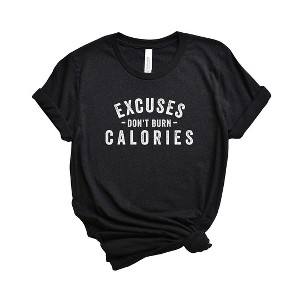 Simply Sage Market Women's Excuses Don't Burn Calories Short Sleeve Graphic Tee - 1 of 3