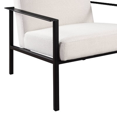Milano Oatmeal White Metal Frame Accent Chair