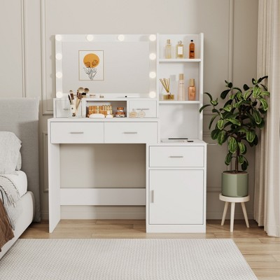Dexmalle Makeup Vanity Desk with Mirror and Lights Charging Station