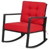 Outdoor Rattan Rocking Chair with Cushion - WELLFOR
 - 3 of 4