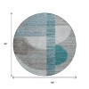 Teal Blue And Gray Geometric Washable Indoor Outdoor Area Rug - 3 of 4