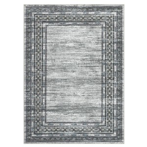 Indoor Modern Bordered Non Slip Throw Carpet Low Pile Machine Washable Area Rug - 1 of 4