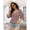 Women's Tops Floral Pleated V Neck Sleeveless Camisole Tank Tops Red Leopard S - 2 of 4