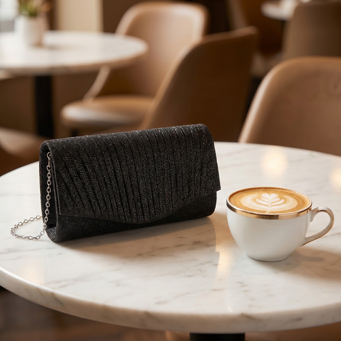 Женский клатч INSPIRE CHIC Magnetic Flap Evening Bag for Women Sparkly Clutch Purse with Removable Chain Strap 7.9*2.0*3.9 inches Black, цвет: Чёрный — фото 3