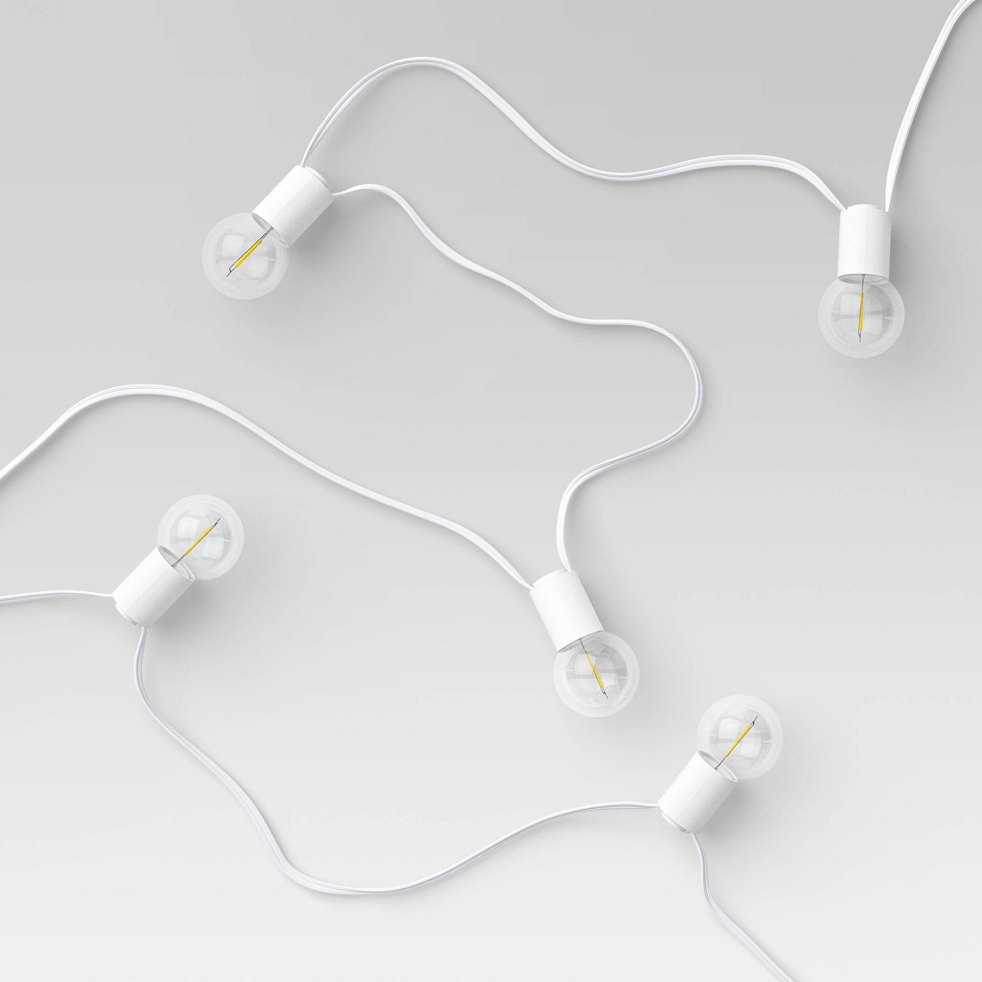 10ct LED Solar Outdoor Orb and Globe String Lights White - Threshold™