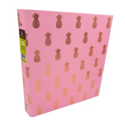 220 Sheet 1" Ring Binder Gold Pineapples Pink - greenroom