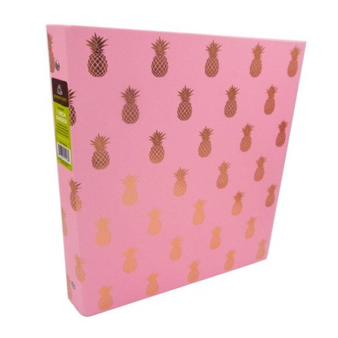 220 Sheet 1 Ring Binder Gold Pineapples Pink Greenroom Target