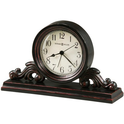 Worn Black Wood and Metal Table Clock with Alarm