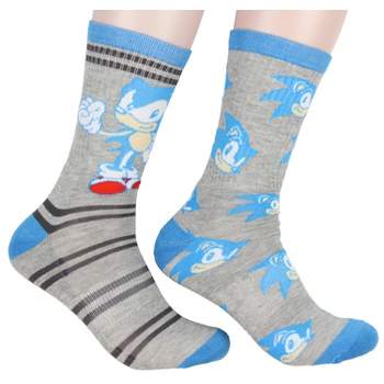 Sega Sonic The Hedgehog Supersonic Speed Novelty Crew Socks Two Pack Grey