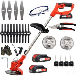 OUTIGO String Trimmer Cordless,  with 2 batteries and 4 blade types, height and angle adjustable, for mowing outdoor lawns and shrubs - 1 of 4