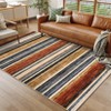 Machine Washable Indoor Modern Geometric Area Rugs with Stripped Lines, Soft Non Slip Floor Carpet for Home Office - 2 of 4