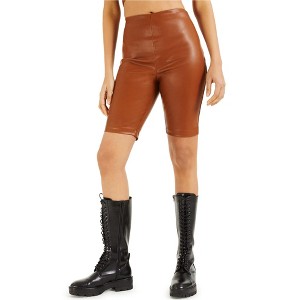 I.N.C International Concepts Womens Faux Leather Casual Walking Shorts, Brown, 14 - 1 of 1