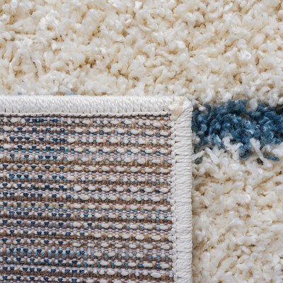 Venus Turquoise and Ivory Square Shag Area Rug - 6'7"