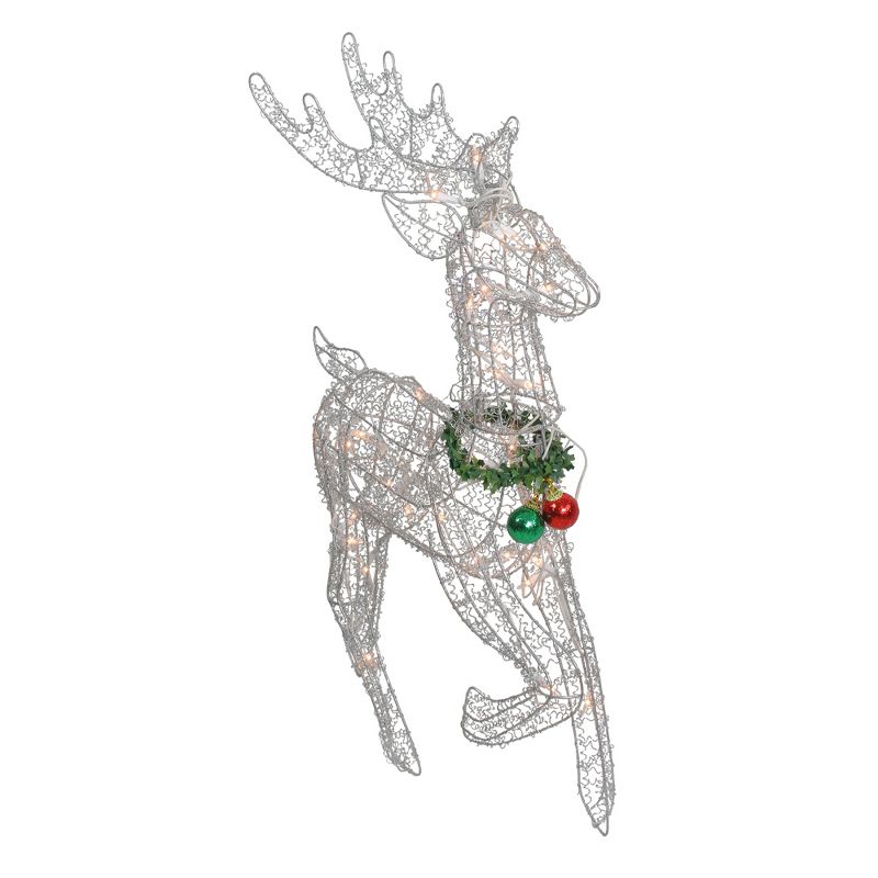 Northlight 25.5" Silver and Green Lighted Prancing Reindeer Christmas Outdoor Decoration, 2 of 5