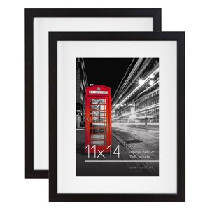 Americanflat Picture Frame in Black MDF / Lead Free Shatter Resistant Glass Horizontal and Vertical Formats for Wall - 11" x 14" - Pack of 2 - 1 of 4