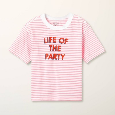 Girls' Adaptive Life of the Party Stripe Short Sleeve Graphic T-Shirt - kate spade new york x Target Pink/White/Red