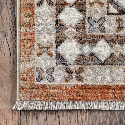 Vanesa Rust Medallion Synthetic 4' x 6' Area Rug
