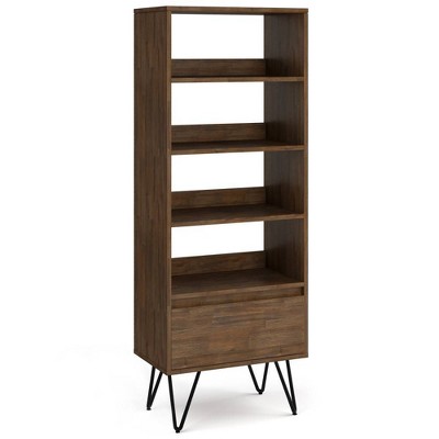 63.8" Saylor Tall Bookcase with Hairpin Legs & Drawer - WyndenHall: Industrial Design, Acacia Wood