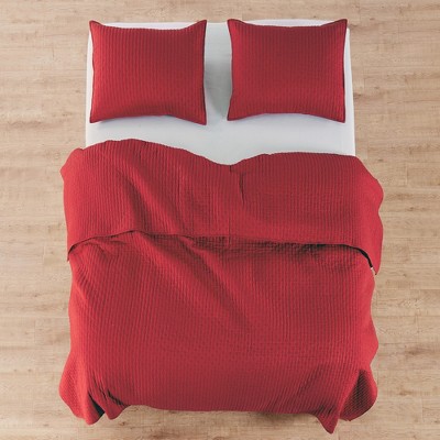 Chile Red Cotton Twin Reversible Quilt Set