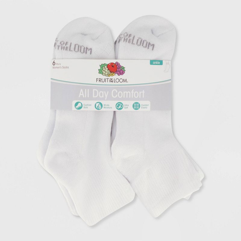 Fruit of the Loom Women's Cushioned 6pk Ankle Athletic Socks 4-10, 4 of 6