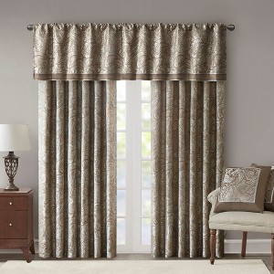 MAYEERTY 50x18" Jacquard Window Valance Navy - 1 of 4
