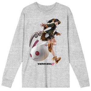 Tekken 8 Ling Xiaoyu Crew Neck Long Sleeve Athletic Heather Adult Tee - 1 of 2