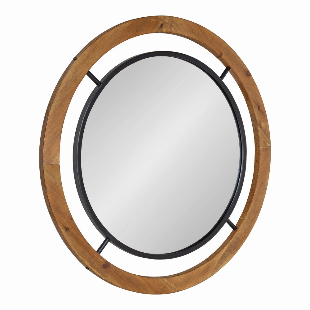 Photos - Wall Mirror 32" x 32" Whalen Round  Brown - Kate & Laurel All Things Decor