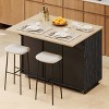 51 Inch Kitchen Island with Drop Leaf,Farmhouse Kitchen Island on Wheels with Internal Storage Rack-Maison Boucle - 3 of 4