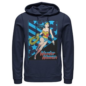 Men's Justice League Stars And Stripes Poster Pull Over Hoodie - 1 of 3