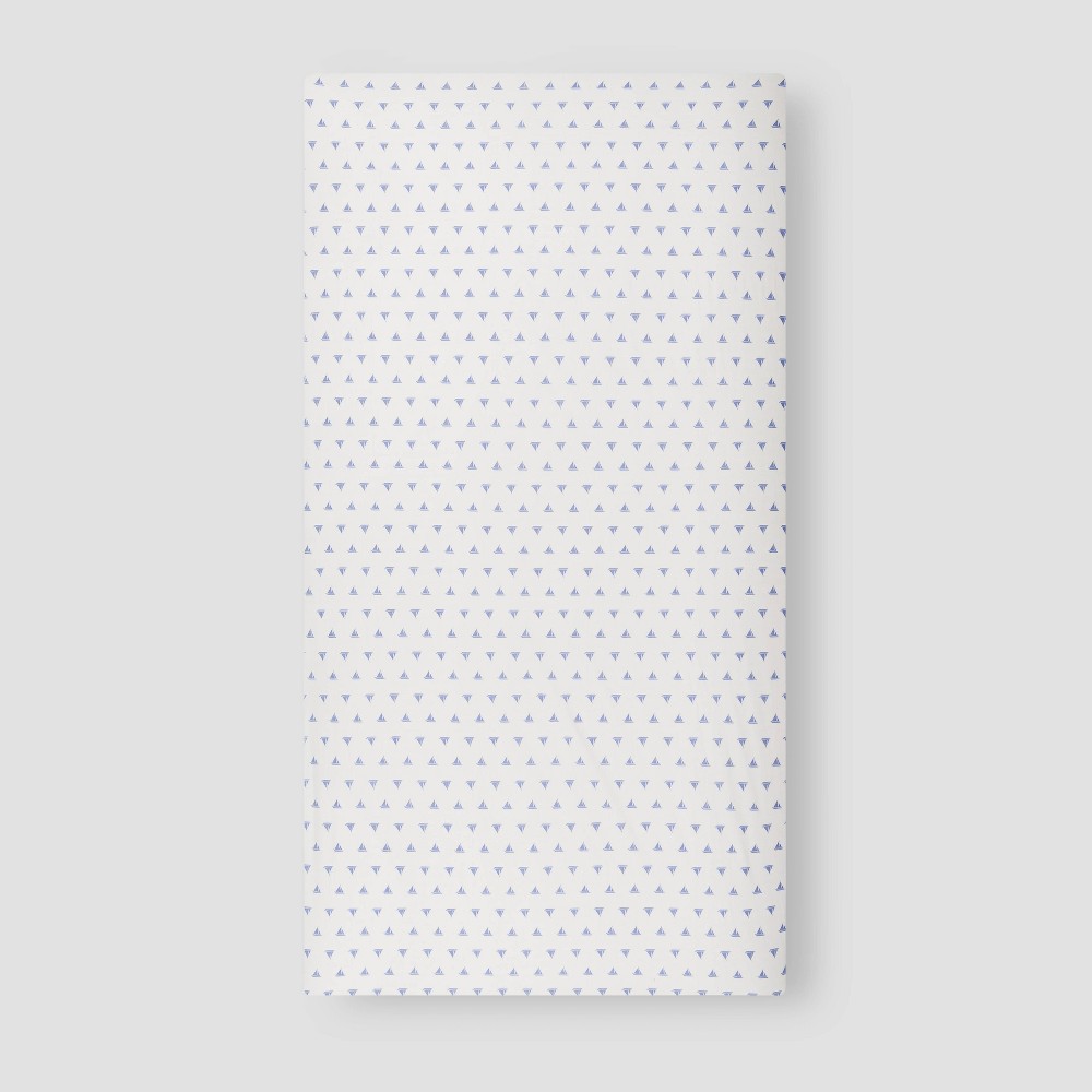 Photos - Bed Linen Layette by Monica + Andy Fitted Crib Sheet - Come Sail Away: Organic Cotton, 200 Thread Count, Boat Pattern