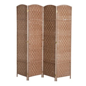 HOMCOM 6' Tall Wicker Weave 4 Panel Room Divider Privacy Screen - 1 of 4