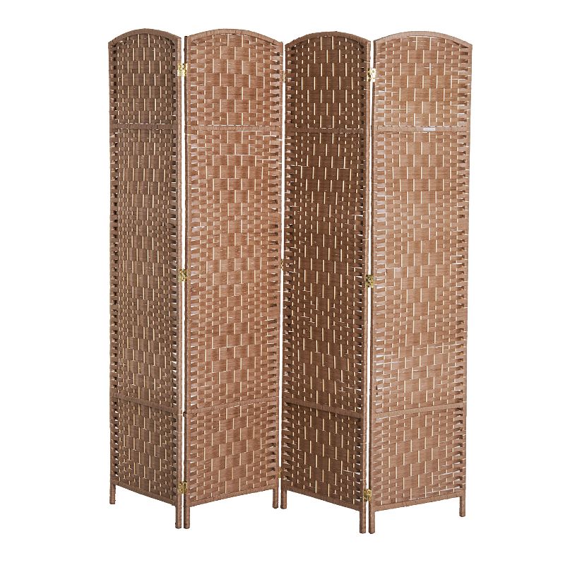 HOMCOM 6' Tall Wicker Weave 4 Panel Room Divider Privacy Screen, 1 of 7
