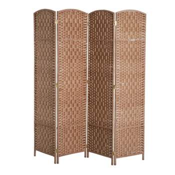 HOMCOM 6' Tall Wicker Weave 4 Panel Room Divider Privacy Screen