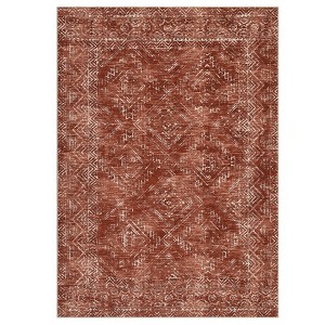 Modern Washable Geometric Rug – Ultra-Soft Distressed Accent Carpet with Non-Slip Backing - 1 of 4