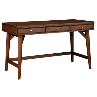 Flynn Large Wood 3 Drawer Desk in Walnut - Alpine Furniture