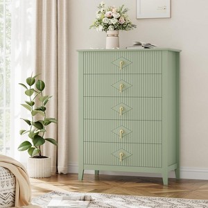Modern Fluted Dresser, 3/5/6/7 Drawer Wood Dresser for Bedroom, Modern Chest of Drawers, Storage Organizer Cabinet for Living Room, Entryway - 1 of 4