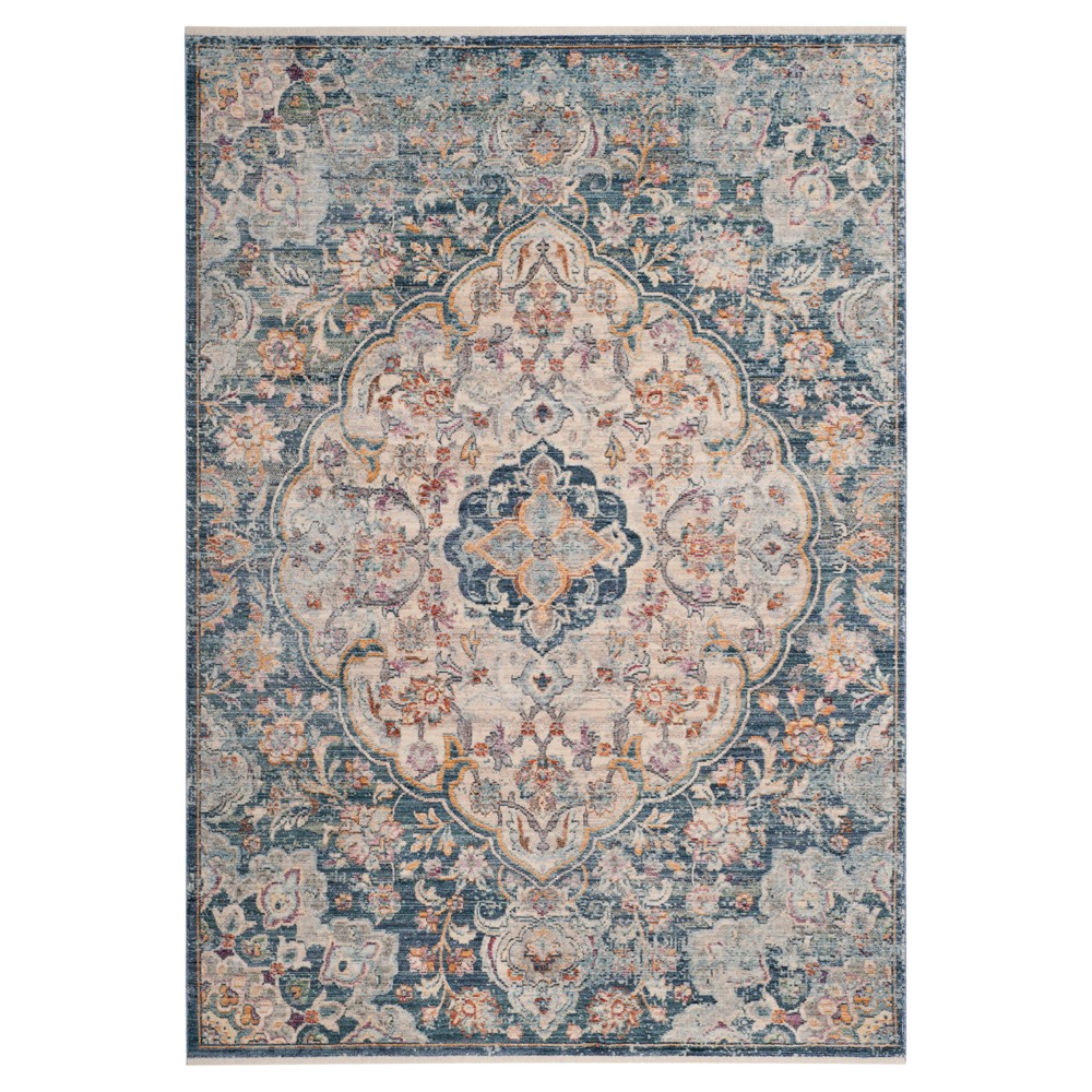 Cream/Blue Medallion Loomed Accent Rug 4'x6' - Safavieh