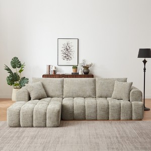 108.3" Chenille Tufted L-Shaped Modular Sectional Sofa with Left Arm Chaise Lounge, No Assembly Required - 1 of 4