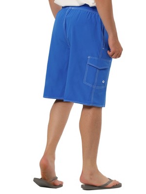 TATT 21 Men's Summer Solid Color Drawstring Elastic Waist Beach Board Shorts Royal Blue 28 — фото 3