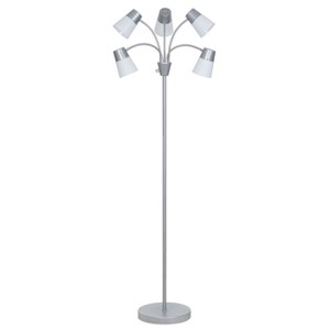 LED Adjustable 5-Head Floor Lamp Silver/White (Includes Energy Efficient Light Bulb) - Room Essentials